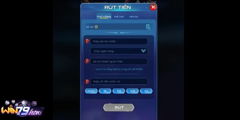Hướng Dẫn Cách Rút Tiền Win79 Trong 1 Phút Không Lỗi 1 Hướng dẫn rút vốn Win79 thủ công