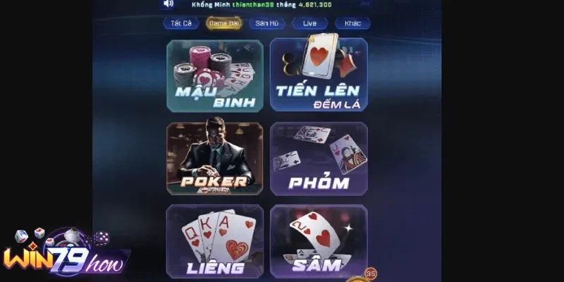 Làm quen Phỏm Win79 game bài khuấy đảo giới cược thủ 3 Chọn sảnh cược trải nghiệm đầy uy tín